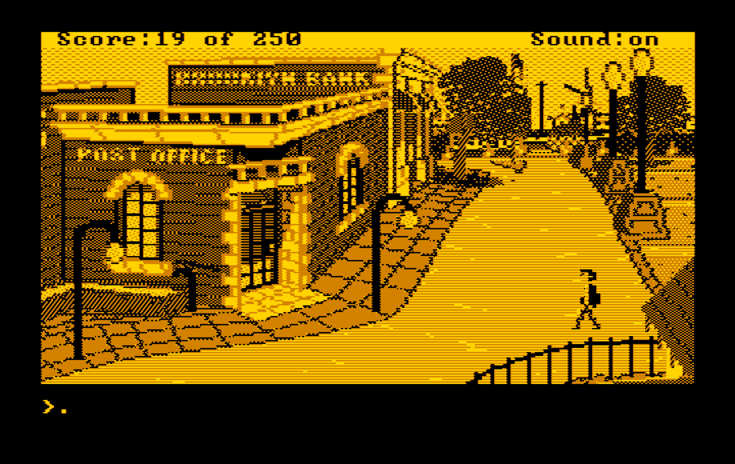 Gold Rush! IBM PC/Compatibles Screenshot: Entering the downtown area...