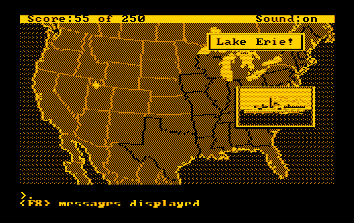 Gold Rush! IBM PC/Compatibles Screenshot: Passing Lake Erie...