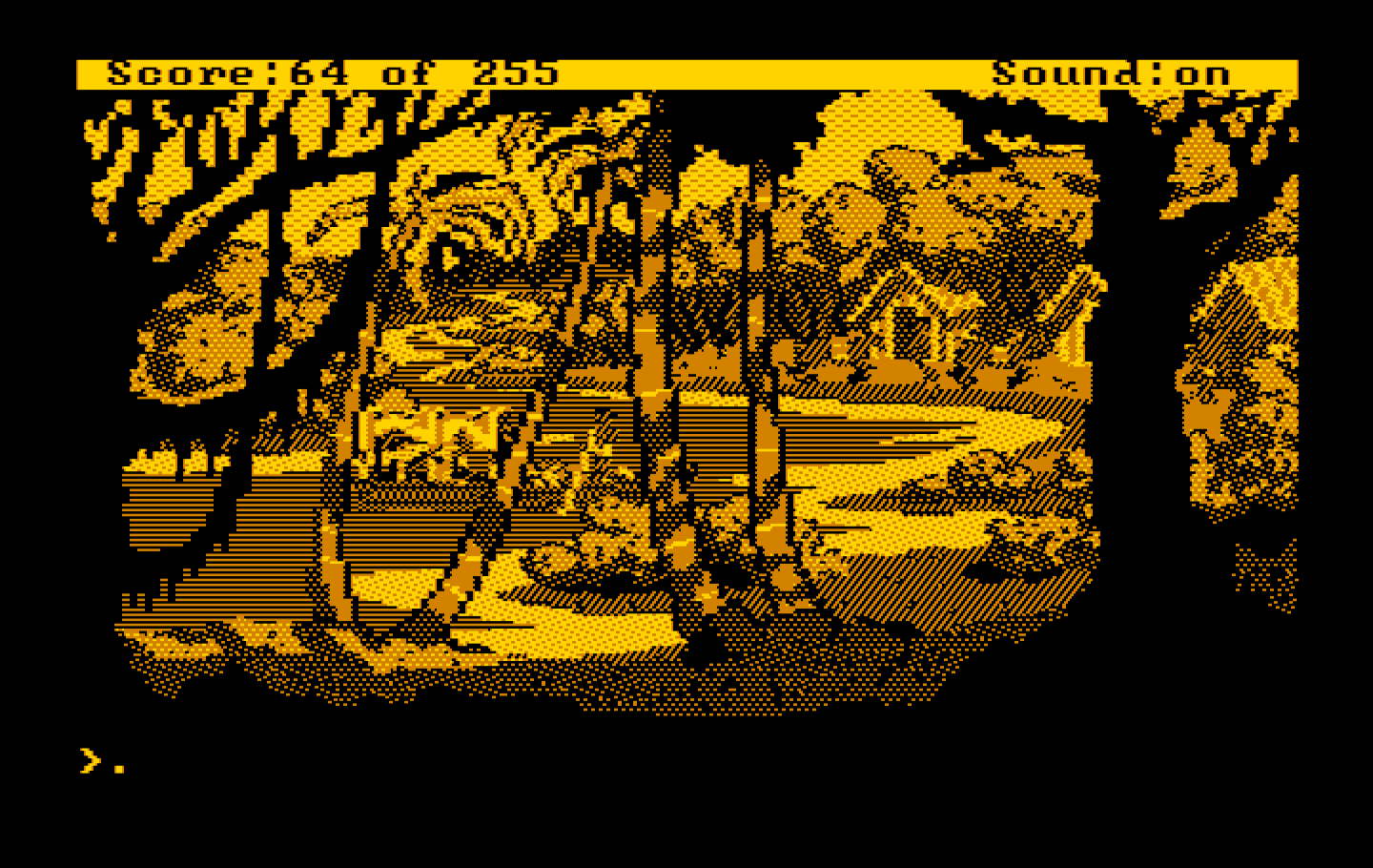 Gold Rush! IBM PC/Compatibles Screenshot: We walk from here...