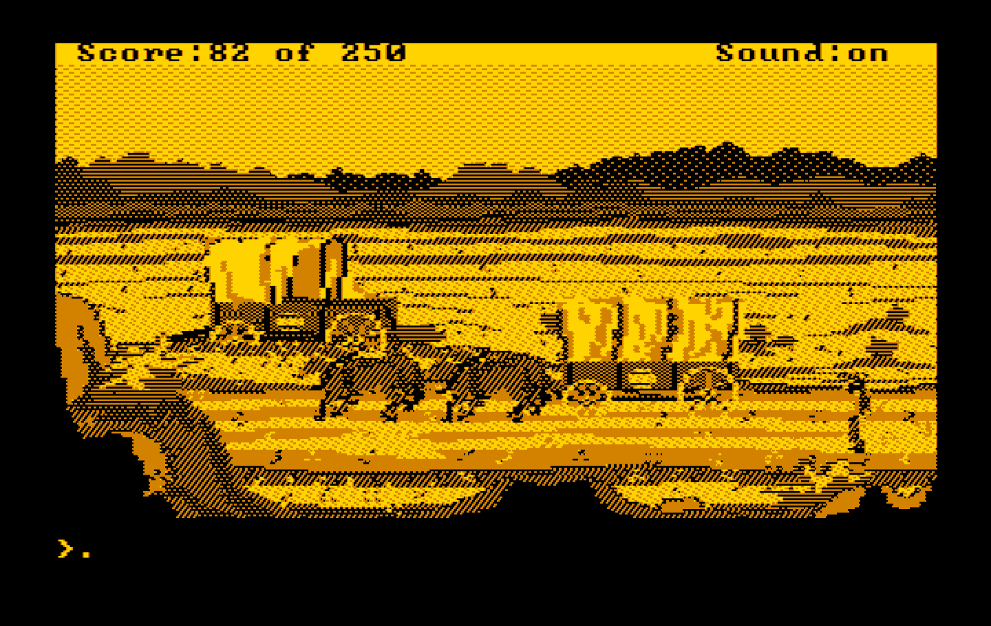 Gold Rush! IBM PC/Compatibles Screenshot: In the desert...I could really use some water about now!