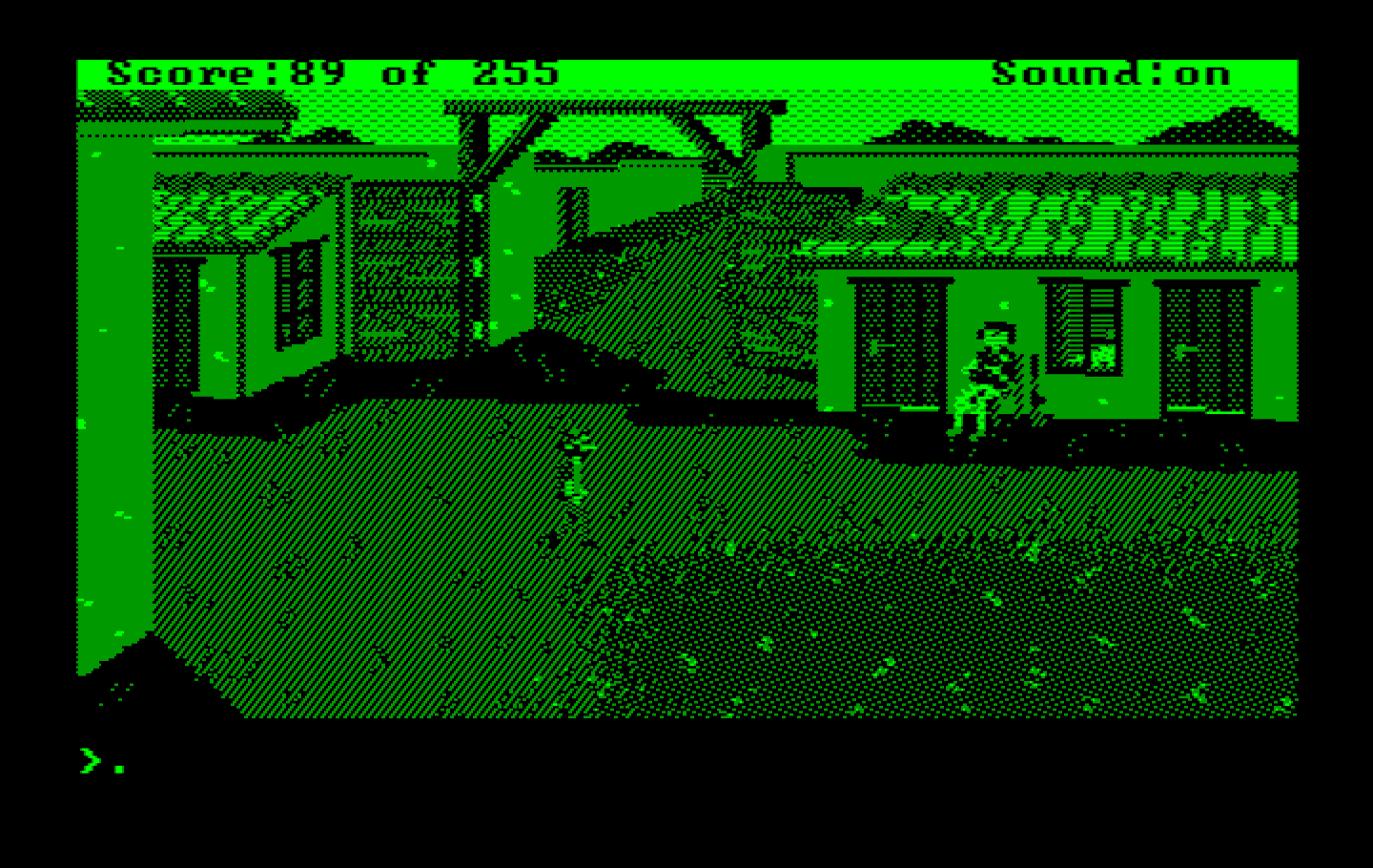 Gold Rush! IBM PC/Compatibles Screenshot: Exploring Sutter's Fort.