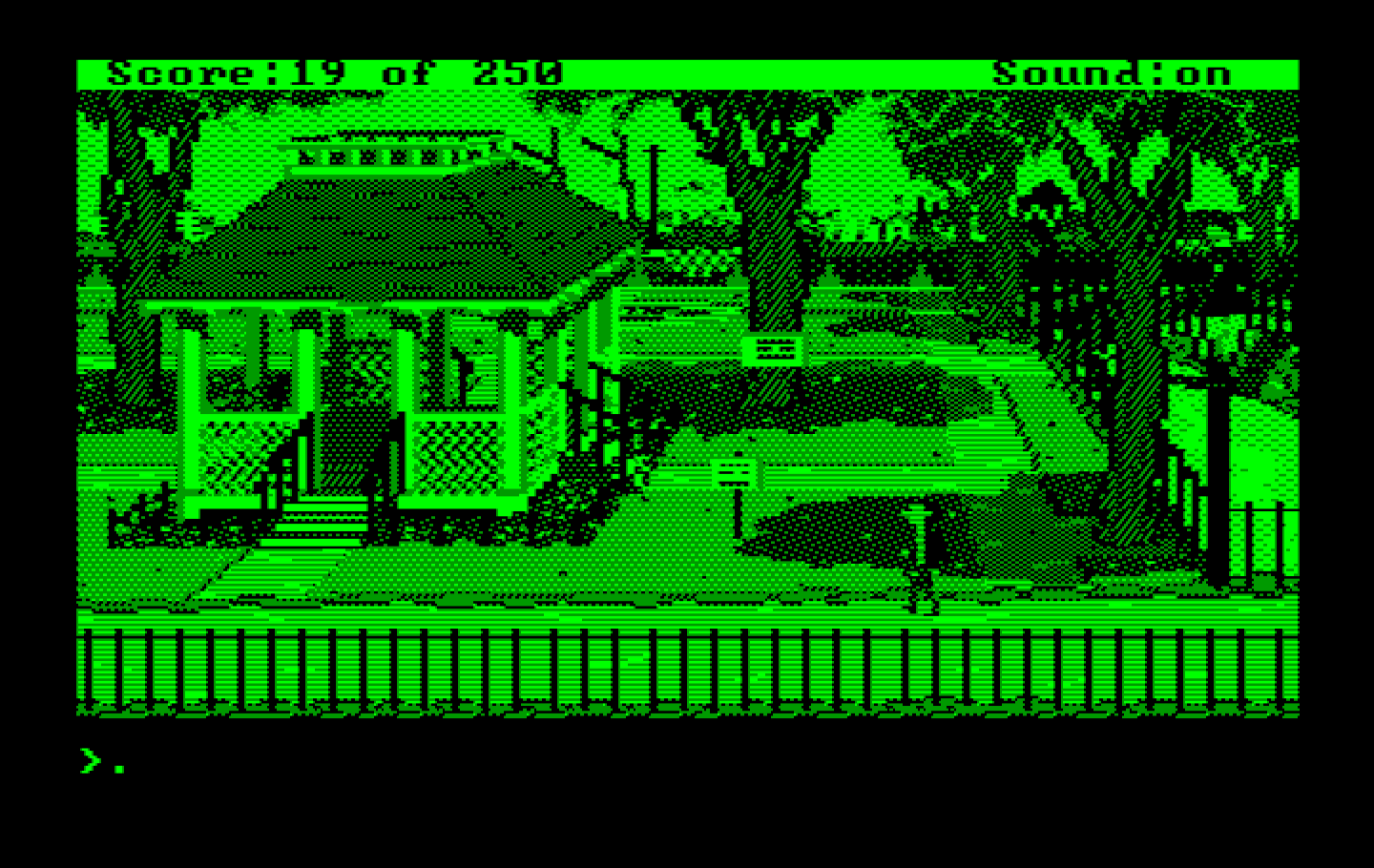Gold Rush! IBM PC/Compatibles Screenshot: Don't walk on the grass here...