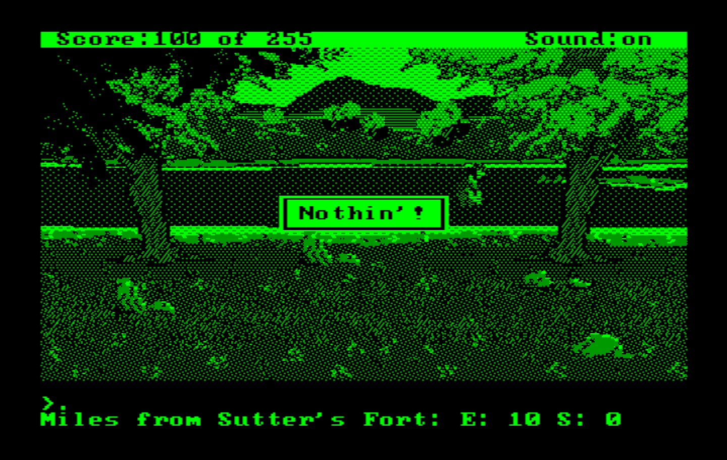 Gold Rush! IBM PC/Compatibles Screenshot: Panning for gold...I got nothin'!