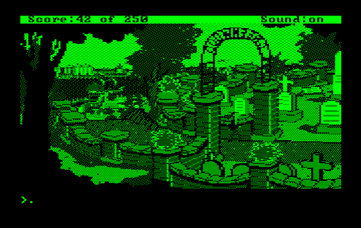 Gold Rush! IBM PC/Compatibles Screenshot: Entering a cemetary...