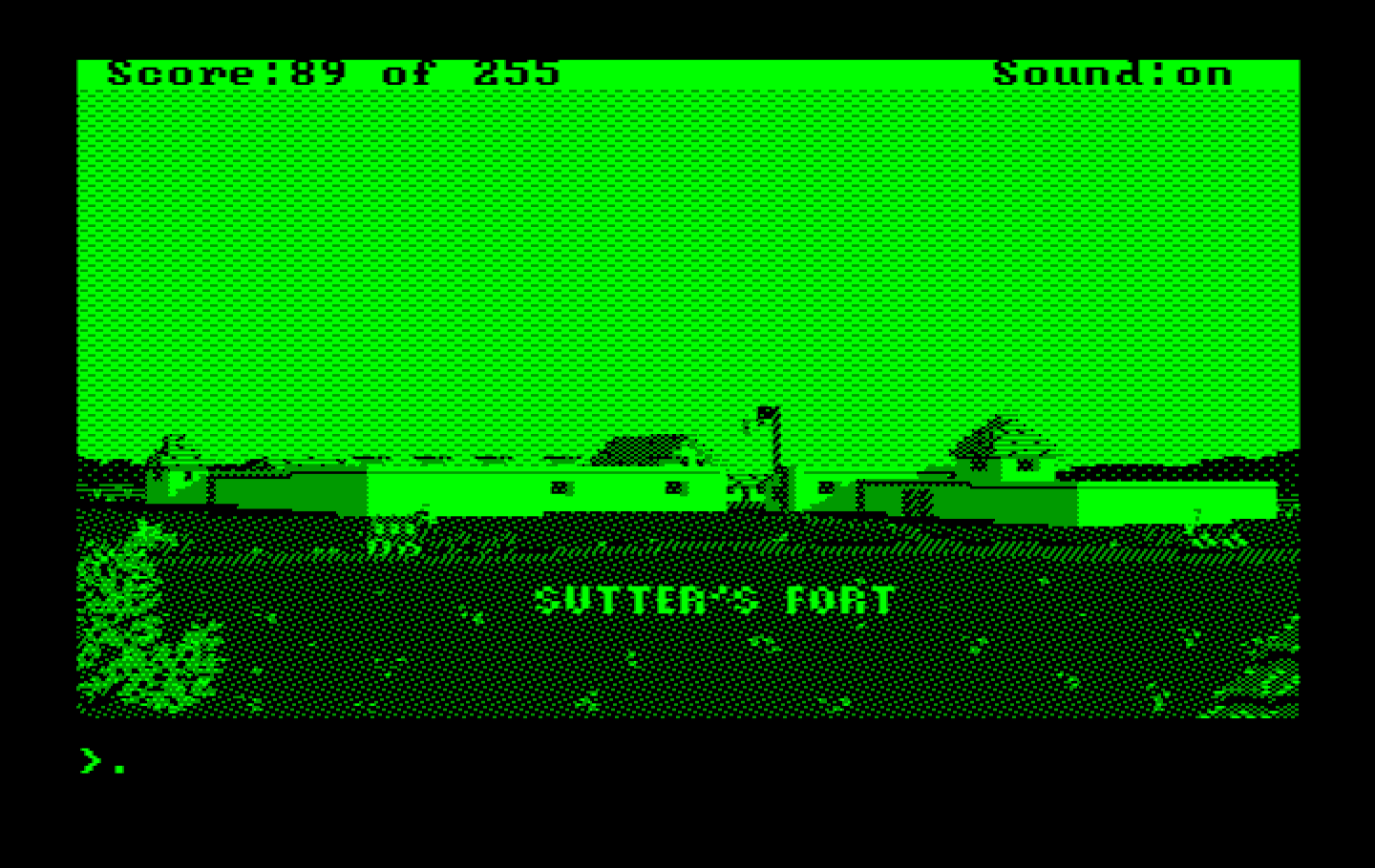 Gold Rush! IBM PC/Compatibles Screenshot: Finally, it's Sutter's Fort!