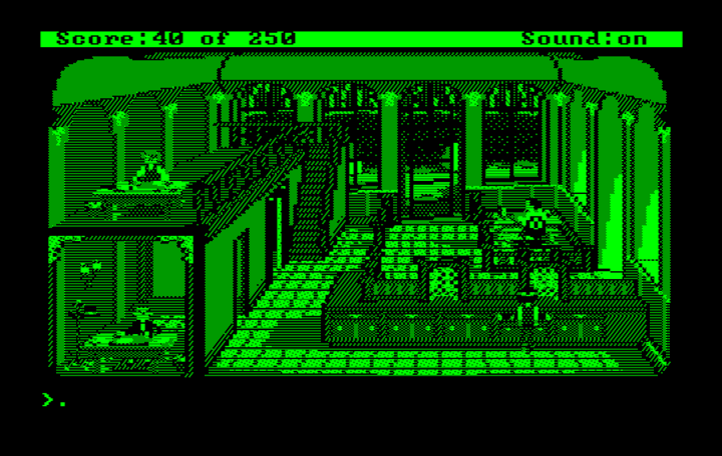Gold Rush! IBM PC/Compatibles Screenshot: At the bank; I wonder if I have any money to withdraw...