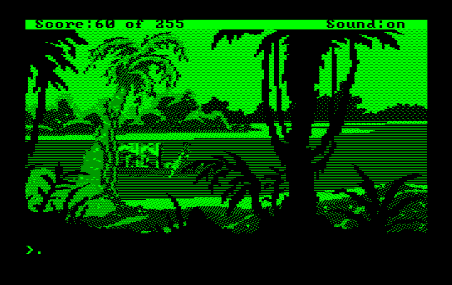 Gold Rush! IBM PC/Compatibles Screenshot: Making our way up the river...