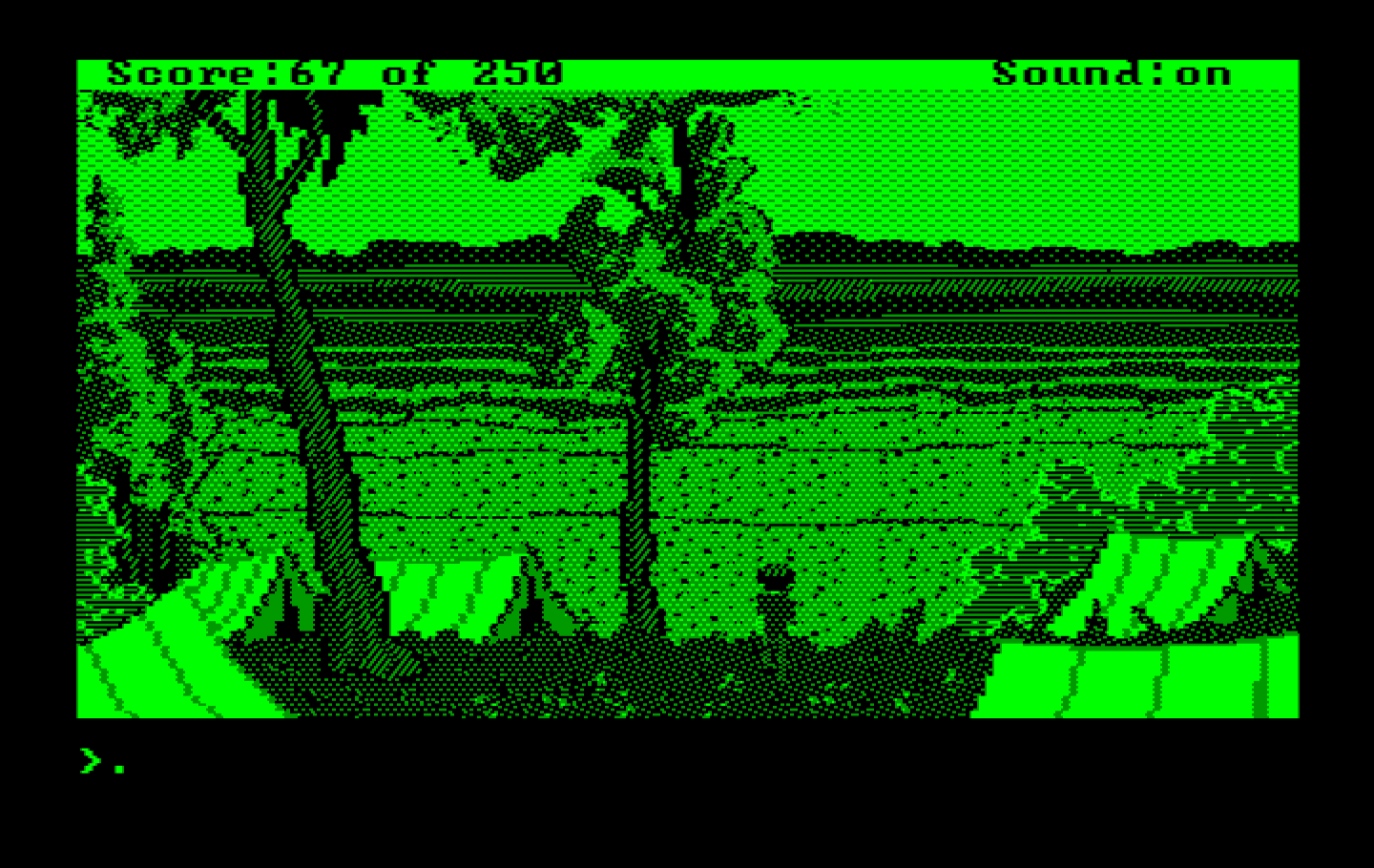 Gold Rush! IBM PC/Compatibles Screenshot: Watch the grass so you know when the weather is ok to begin travelling again.