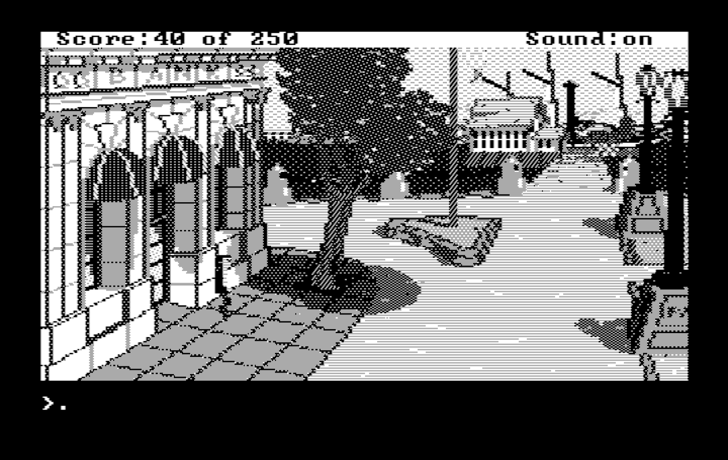 Gold Rush! IBM PC/Compatibles Screenshot: Outside the bank...