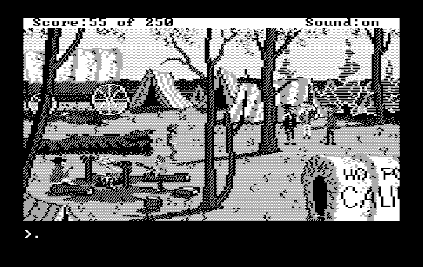 Gold Rush! IBM PC/Compatibles Screenshot: Setting up camp here for the moment...