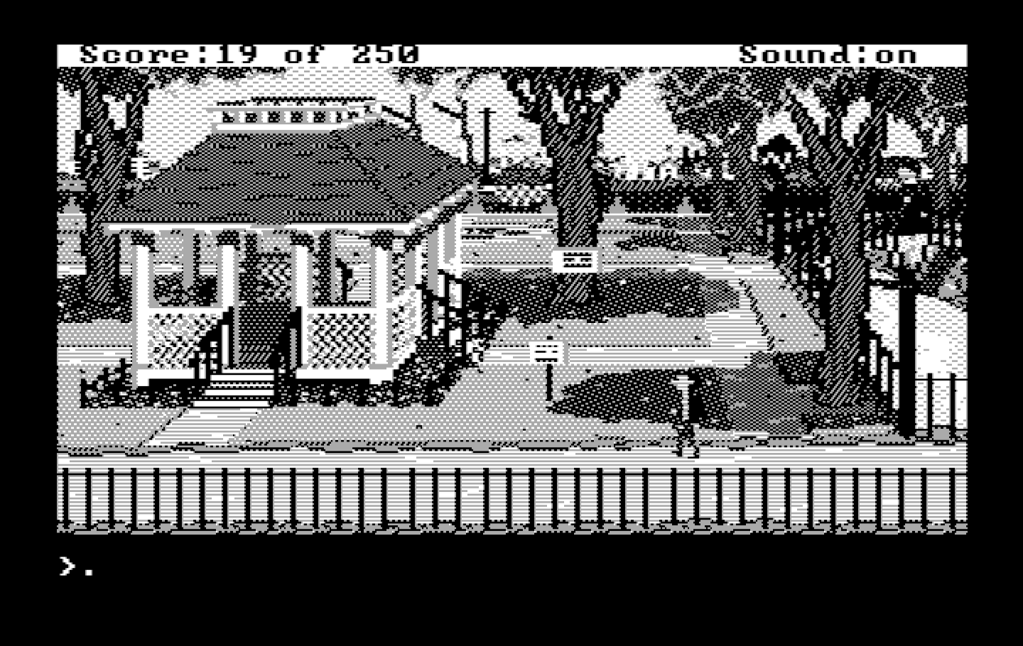 Gold Rush! IBM PC/Compatibles Screenshot: Don't walk on the grass here...