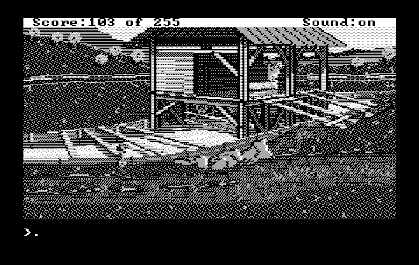 Gold Rush! IBM PC/Compatibles Screenshot: Found a sawmill...