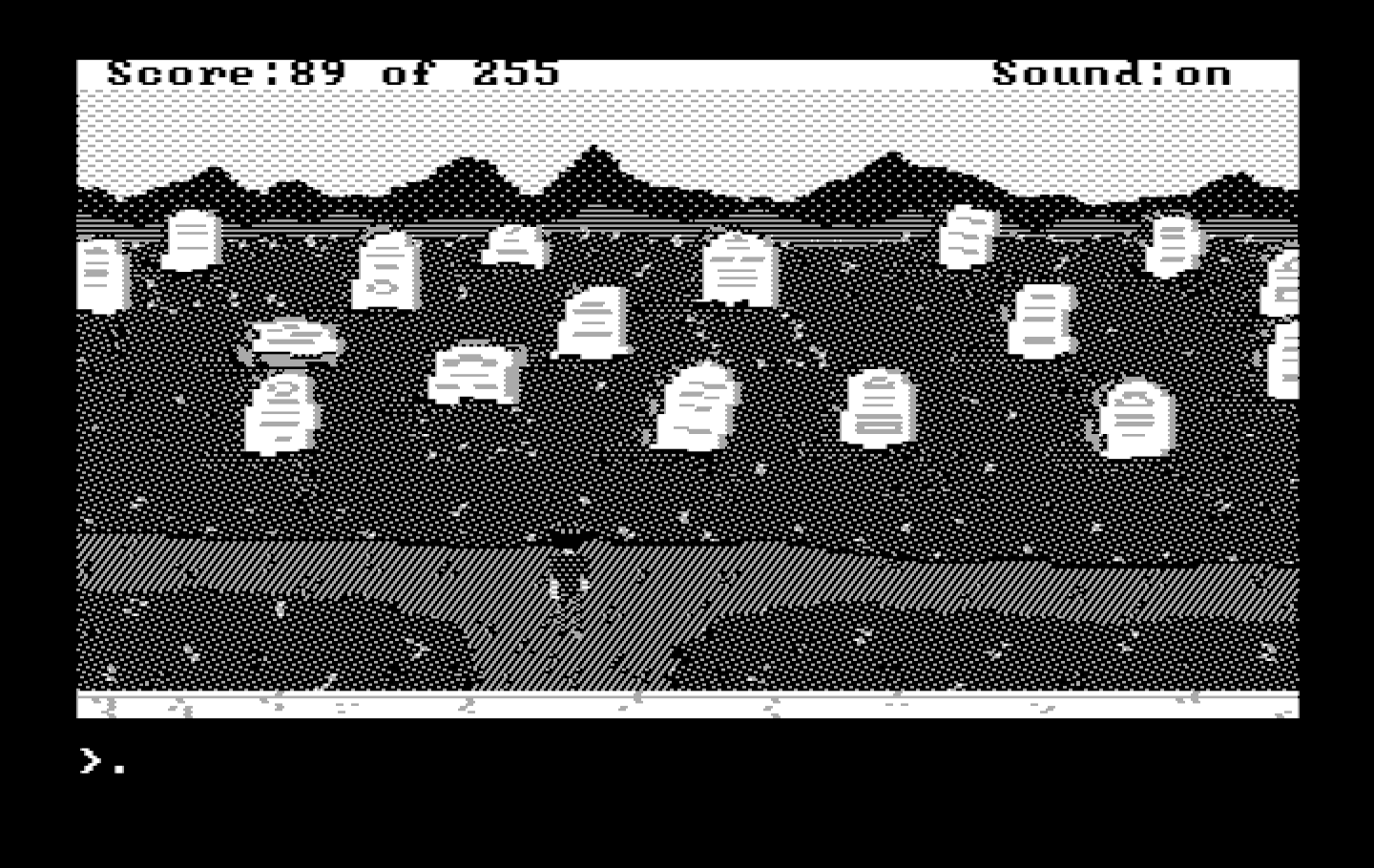 Gold Rush! IBM PC/Compatibles Screenshot: A graveyard...any clues here?