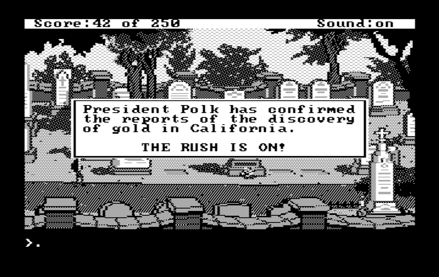 Gold Rush! IBM PC/Compatibles Screenshot: The gold rush is on!