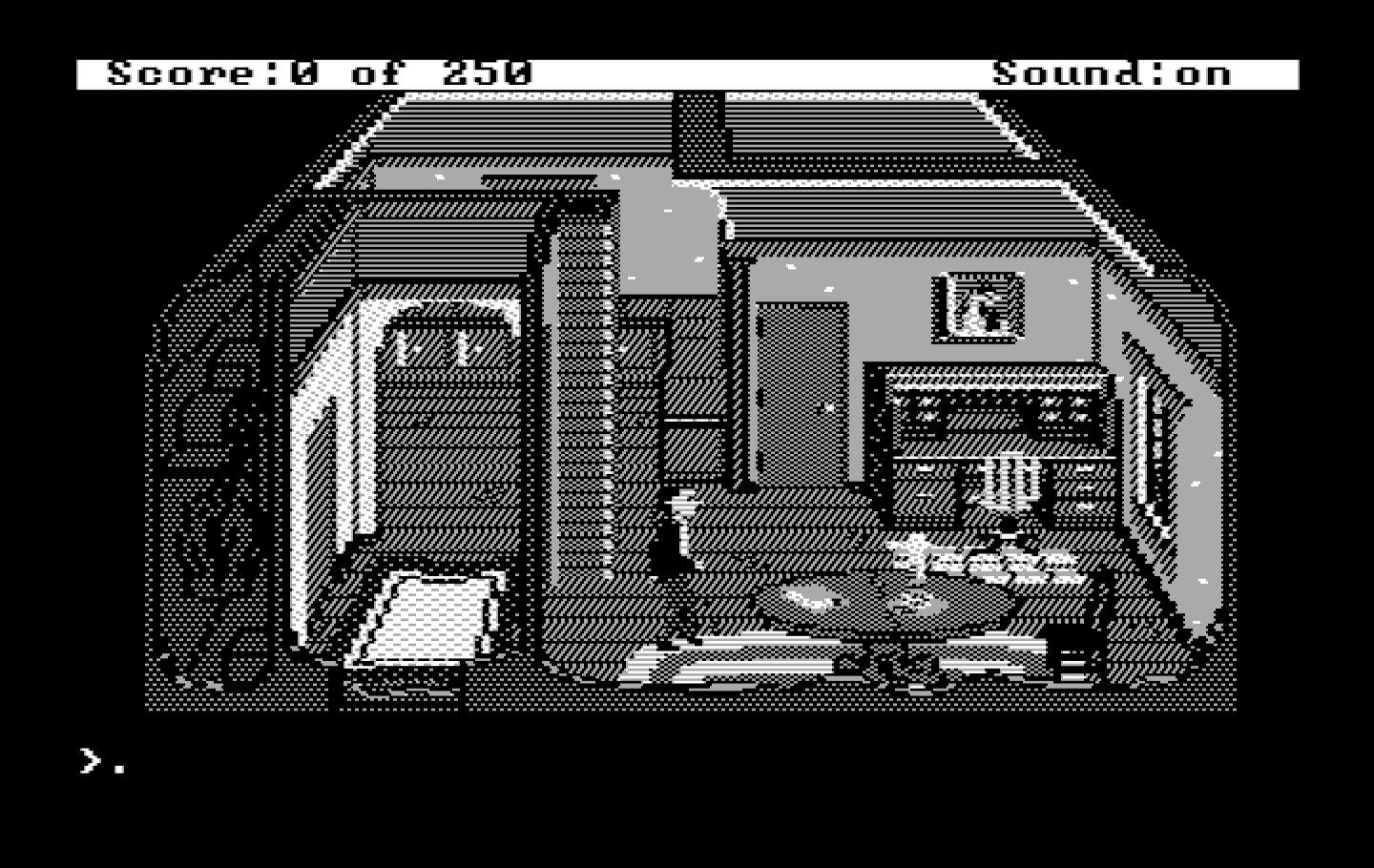 Gold Rush! IBM PC/Compatibles Screenshot: Inside the house...