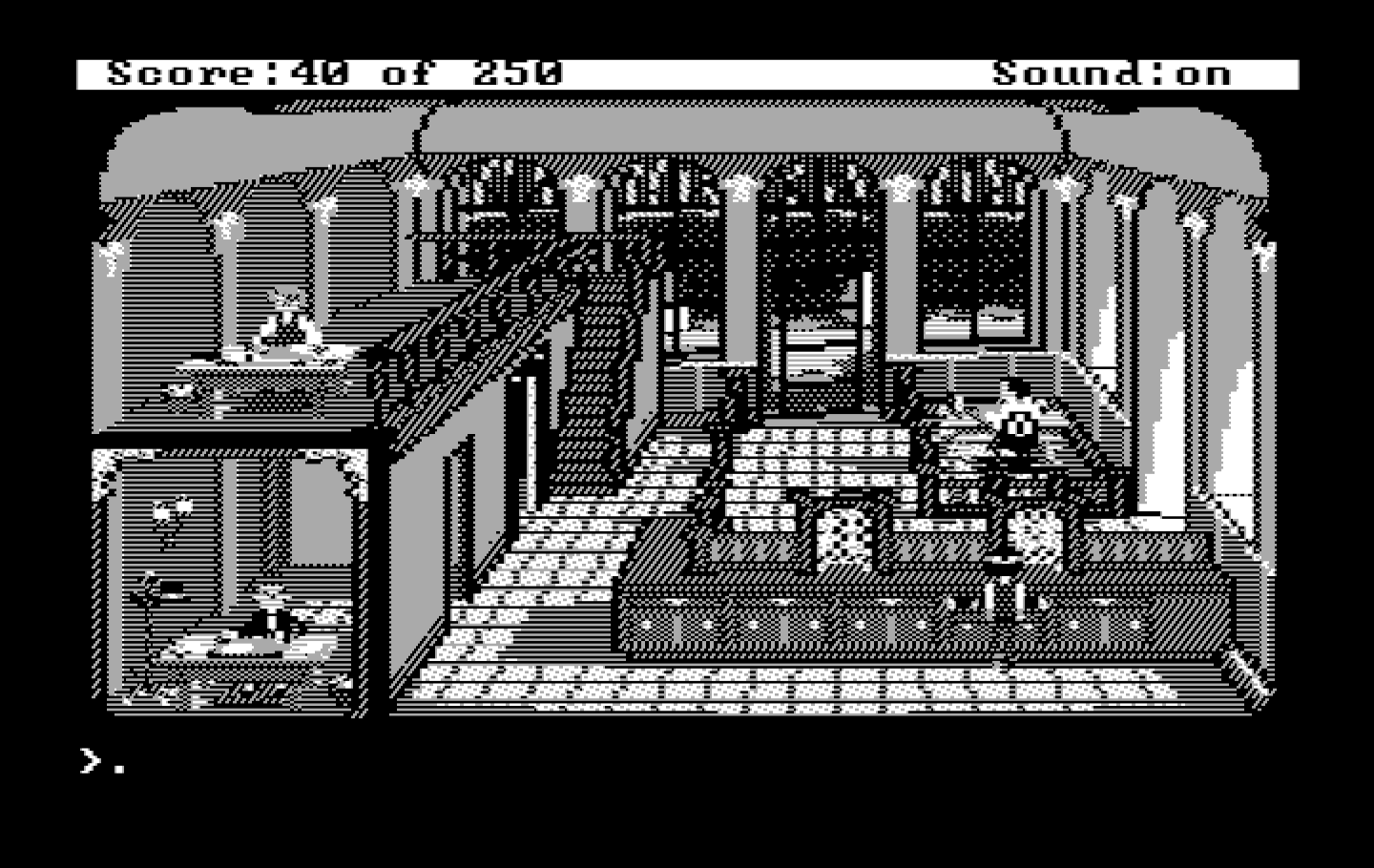 Gold Rush! IBM PC/Compatibles Screenshot: At the bank; I wonder if I have any money to withdraw...