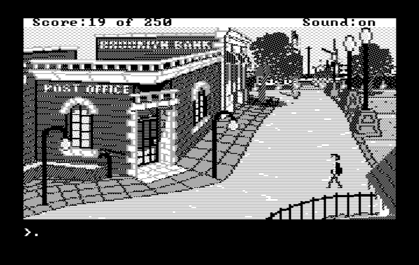 Gold Rush! IBM PC/Compatibles Screenshot: Entering the downtown area...
