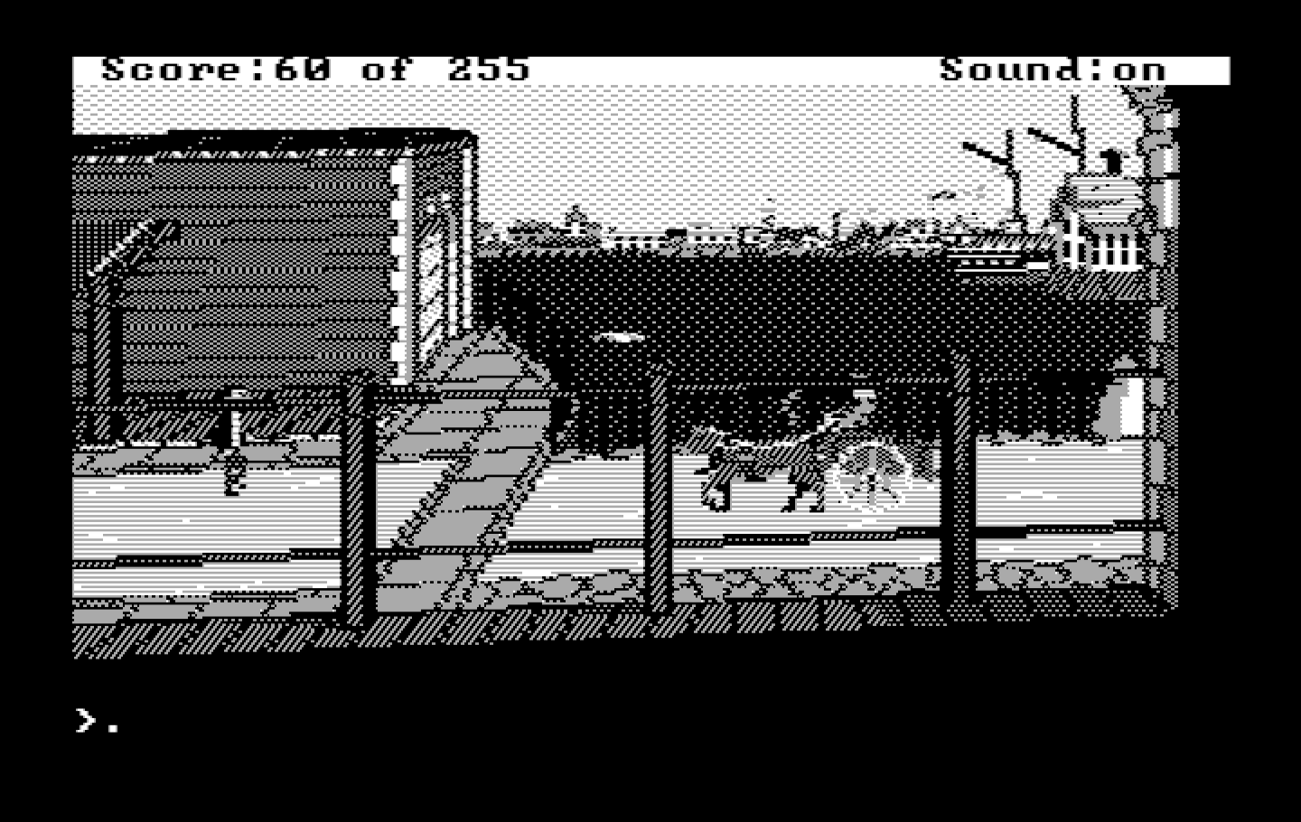 Gold Rush! IBM PC/Compatibles Screenshot: Now, head over to the dock...