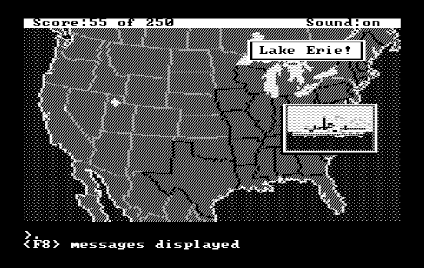 Gold Rush! IBM PC/Compatibles Screenshot: Passing Lake Erie...