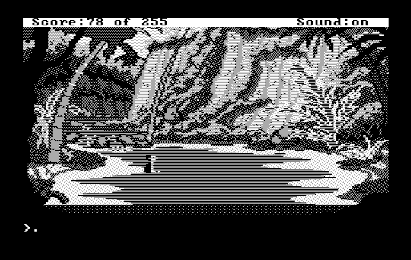 Gold Rush! IBM PC/Compatibles Screenshot: It may take some trial and error to get through the swamp.