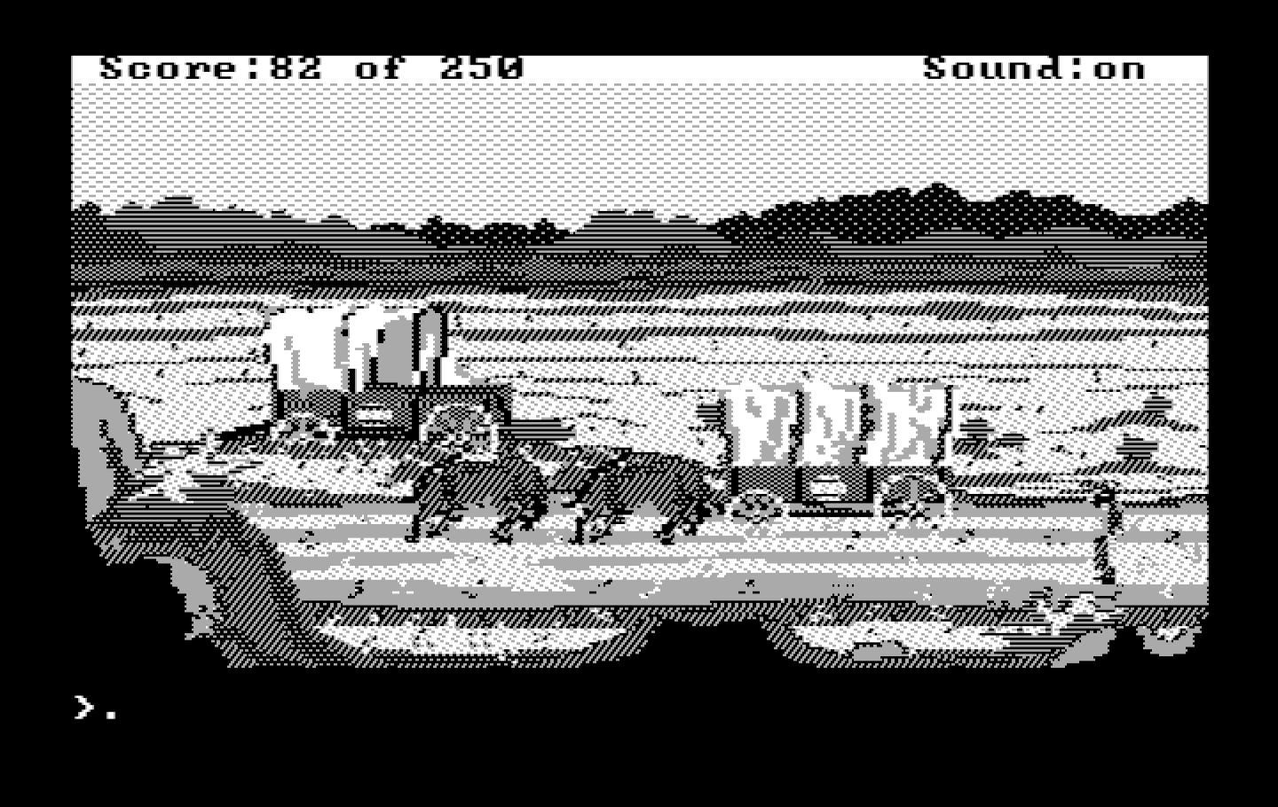 Gold Rush! IBM PC/Compatibles Screenshot: In the desert...I could really use some water about now!