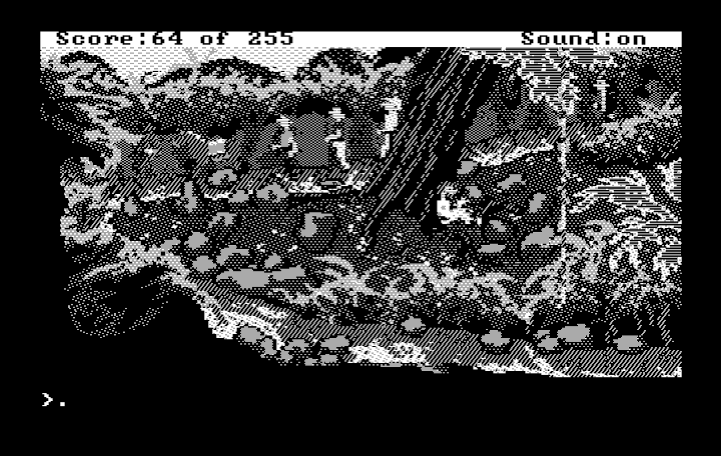 Gold Rush! IBM PC/Compatibles Screenshot: Walking down a dangerous mountain path...