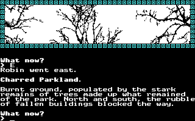 Mindfighter IBM PC/Compatibles Screenshot: This park is nothing but rubble...