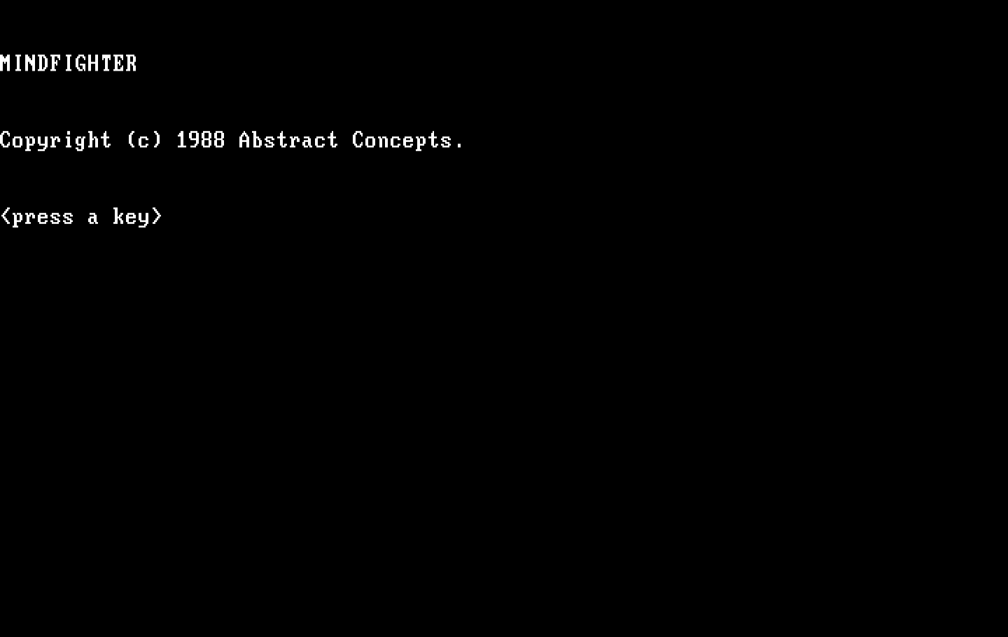 Mindfighter IBM PC/Compatibles Screenshot: Title screen.
