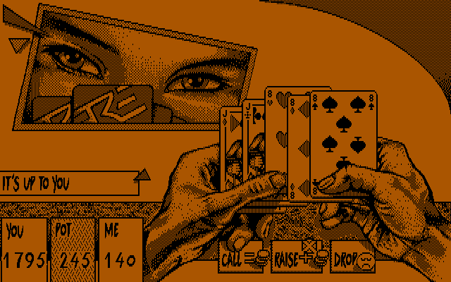 Teenage Queen IBM PC/Compatibles Screenshot: Your turn; call, raise, or drop?