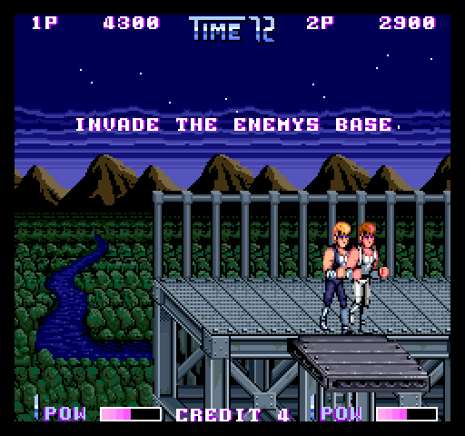 Double Dragon II: The Revenge Arcade Screenshot: Time to invade the enemy base!