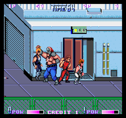Double Dragon II: The Revenge Arcade Screenshot: This large guy lifts me up right off the ground!