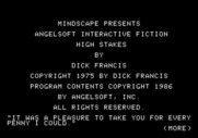 High $take$ for Apple II - Title screen.