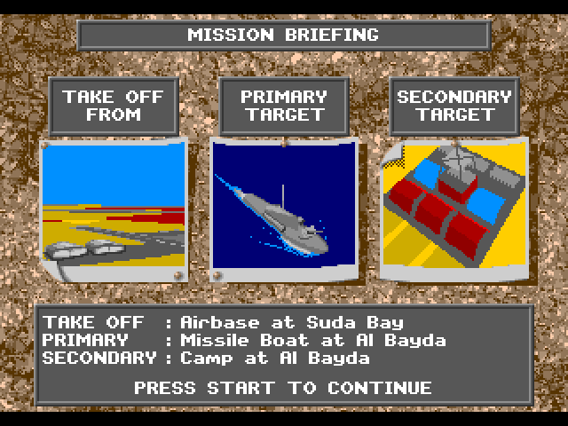 F-15 Strike Eagle II Sega Genesis / Mega Drive Screenshot: Mission briefing.