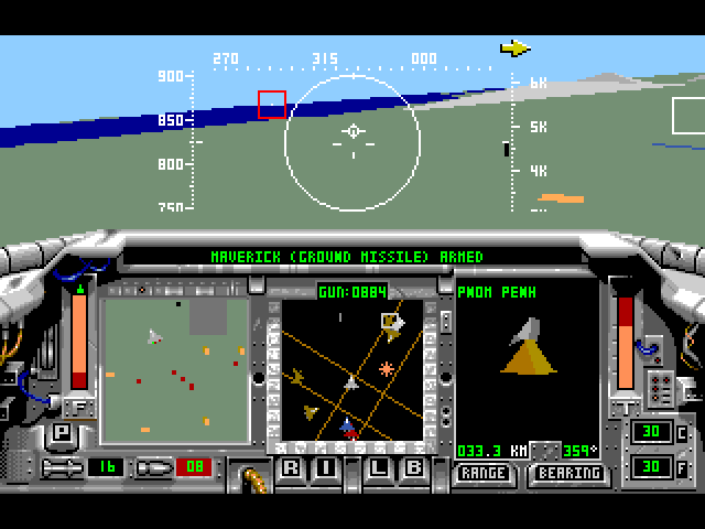 F-15 Strike Eagle II Sega Genesis / Mega Drive Screenshot: Missile armed, looking for my target!