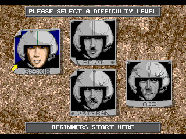 F-15 Strike Eagle II Sega Genesis / Mega Drive Screenshot: Select a difficulty.