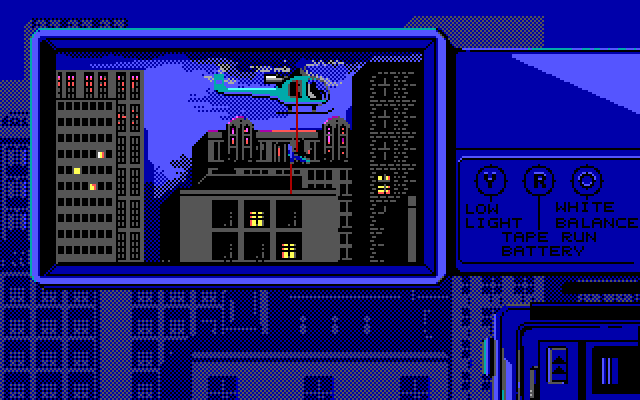 Hostage: Rescue Mission IBM PC/Compatibles Screenshot: A helicopter lowers more men into position.