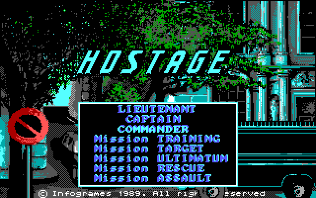 Hostage: Rescue Mission IBM PC/Compatibles Screenshot: Title screen.