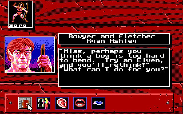Knights of Legend IBM PC/Compatibles Screenshot: Need a bow?
