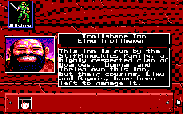 Knights of Legend IBM PC/Compatibles Screenshot: Starting the game at an inn.