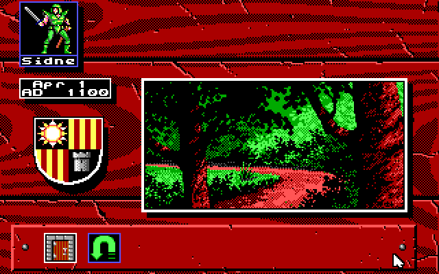 Knights of Legend IBM PC/Compatibles Screenshot: Entering a forest.
