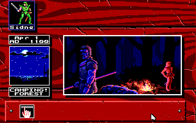 Knights of Legend IBM PC/Compatibles Screenshot: Need to camp for the night...