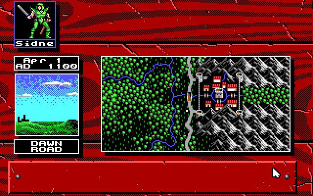 Knights of Legend IBM PC/Compatibles Screenshot: Navigating on the world map.