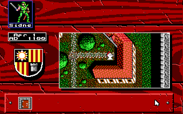 Knights of Legend IBM PC/Compatibles Screenshot: Overhead view of the town.