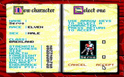 Knights of Legend for IBM PC/Compatibles - Creating a character.