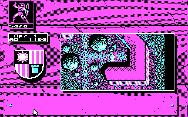 Knights of Legend IBM PC/Compatibles Screenshot: Overhead view of the town.