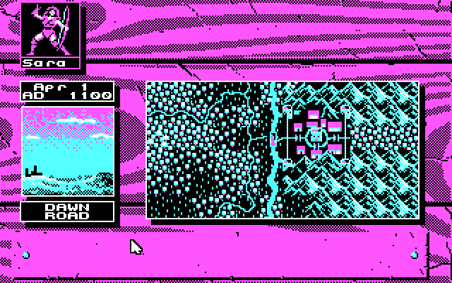 Knights of Legend IBM PC/Compatibles Screenshot: Navigating in the world map.