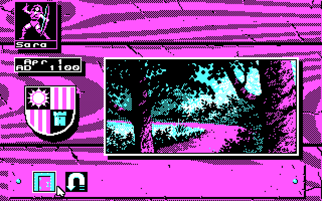 Knights of Legend IBM PC/Compatibles Screenshot: Entering a forest...