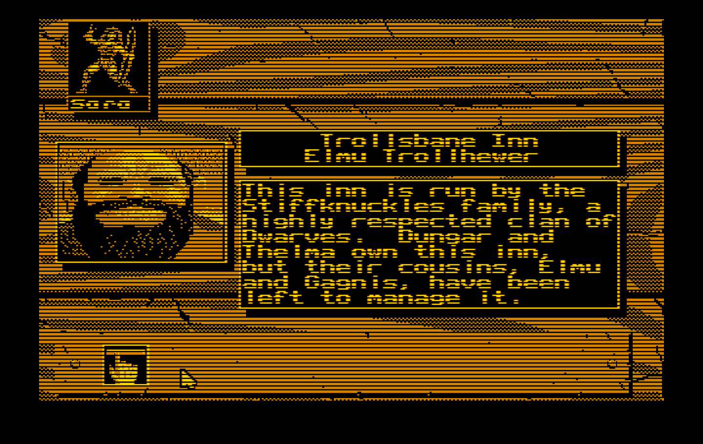 Knights of Legend IBM PC/Compatibles Screenshot: The game begins at this inn.