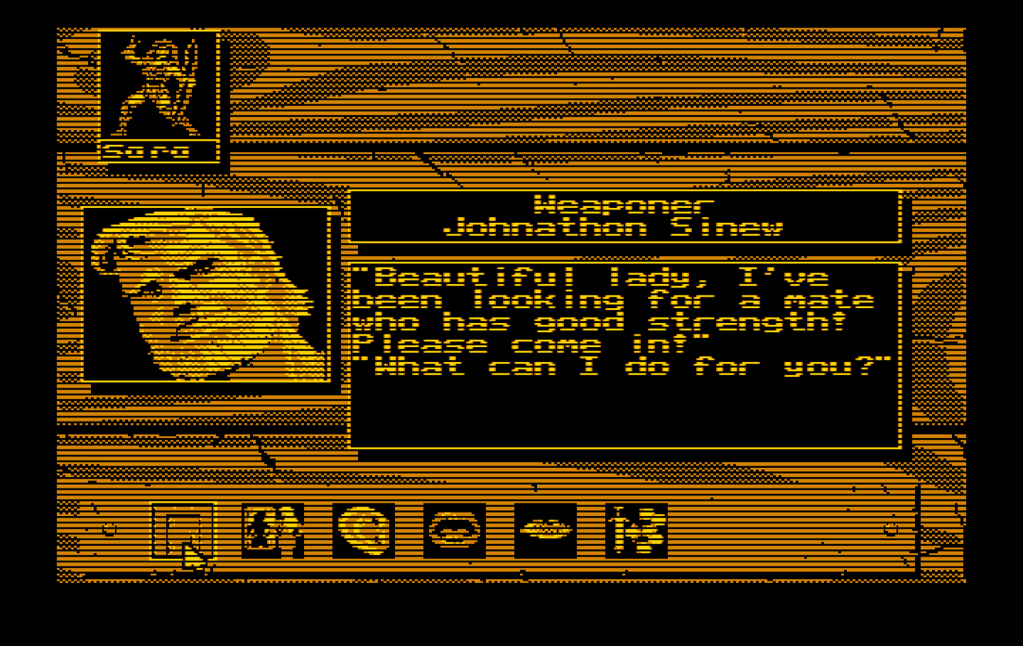 Knights of Legend IBM PC/Compatibles Screenshot: Buying weapons.