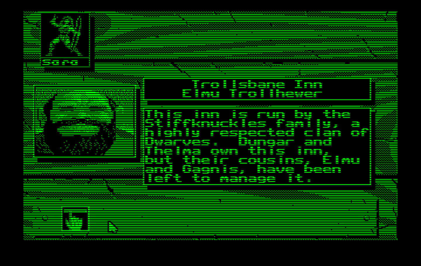 Knights of Legend IBM PC/Compatibles Screenshot: The game begins at this inn.
